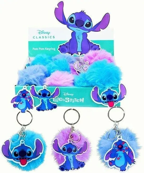 DISNEY Stitch porte-clés peluche pompon 7cm + pendentif plastique 6cm