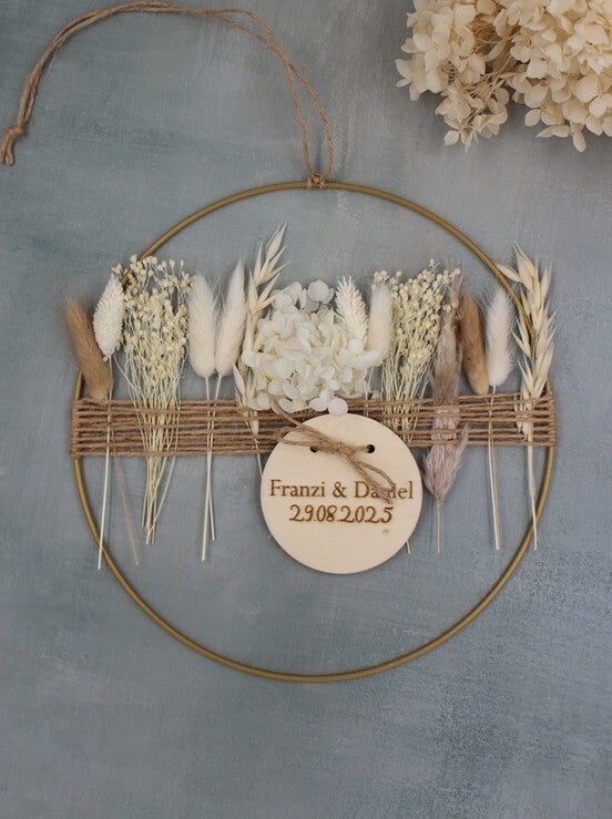 Metallring mit Trockenblumen "Boho"