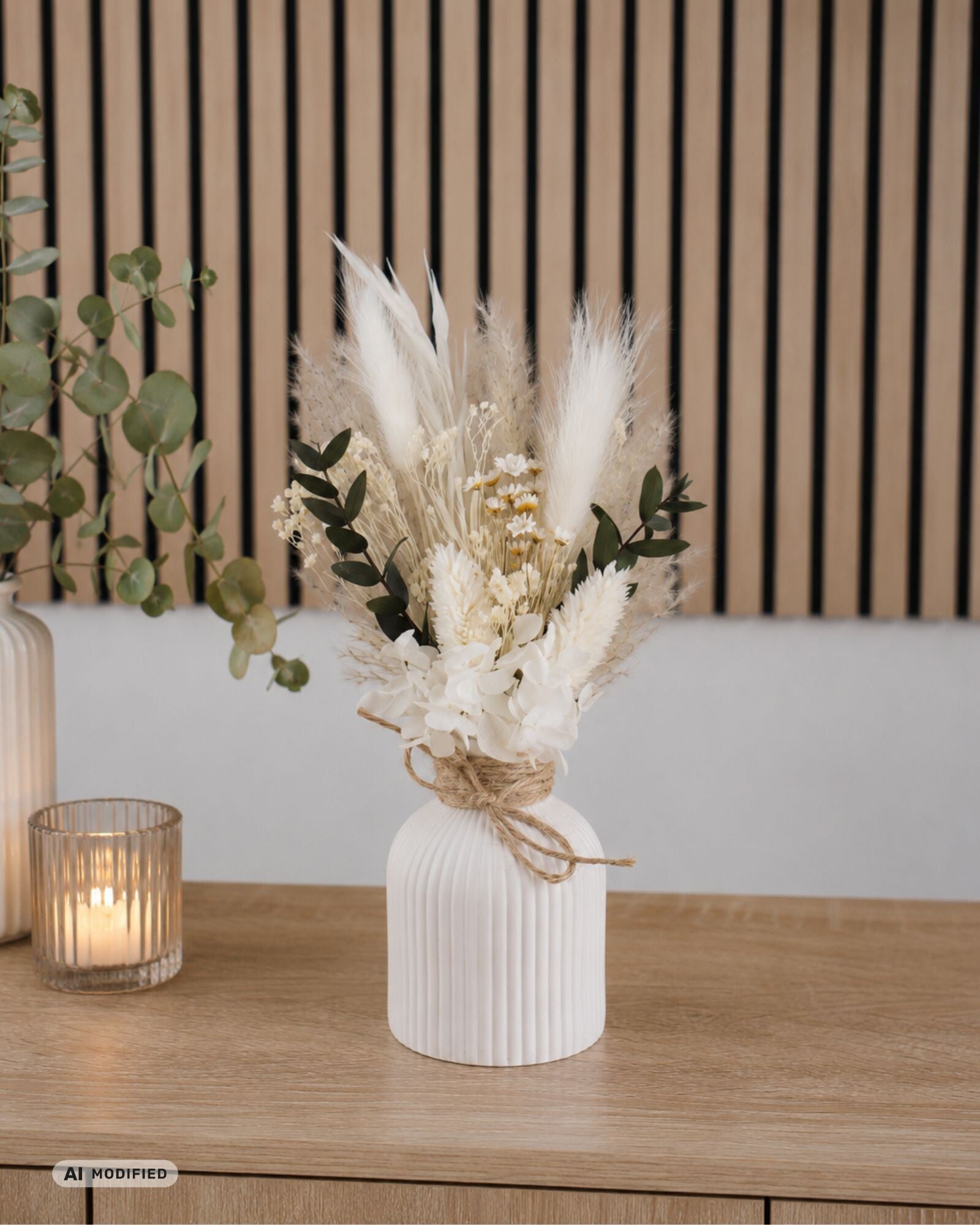 Trockenblumenstrauß mit Vase "Eukalyptus"