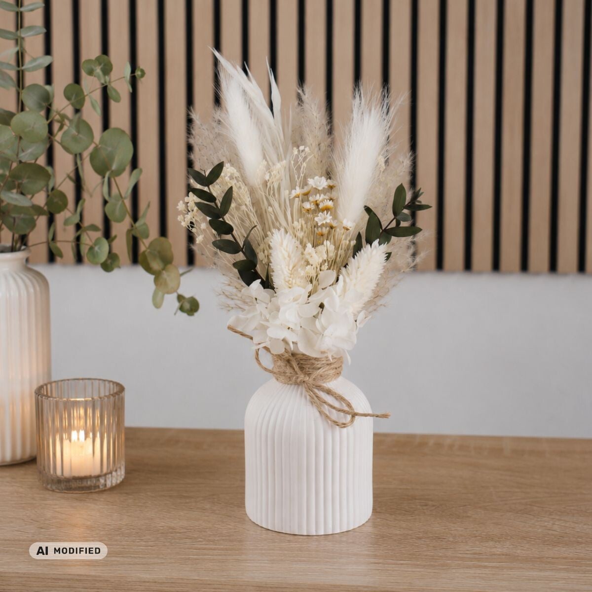 Trockenblumenstrauß mit Vase "Eukalyptus"