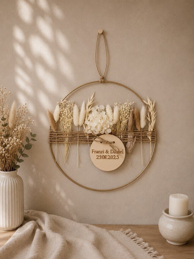 Metallring mit Trockenblumen "Boho"