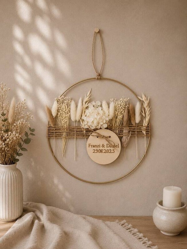 Metallring mit Trockenblumen "Boho"