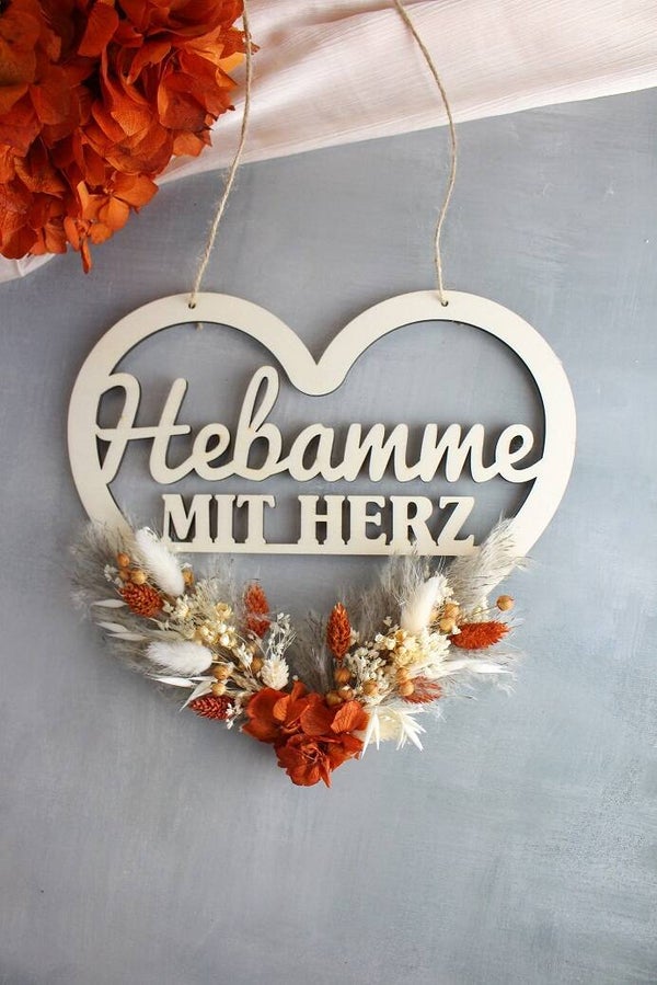 Trockenblumenherz "Hebamme"