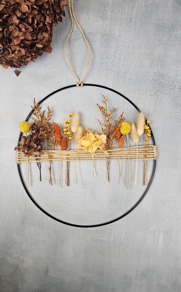 Metallring mit Trockenblumen "Herbst"