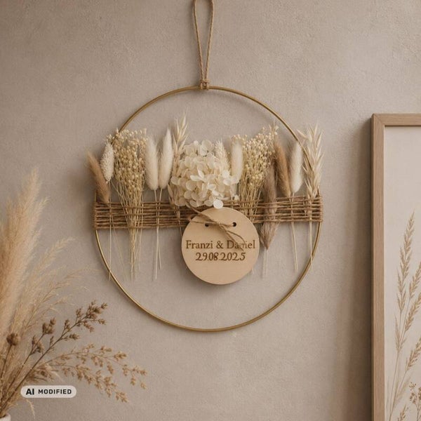 Metallring mit Trockenblumen "Boho"