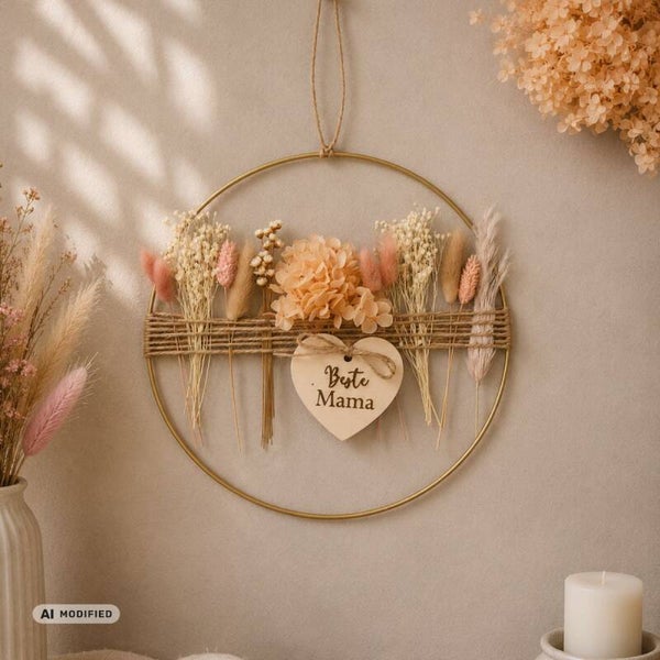 Metallring mit Trockenblumen "Apricot"
