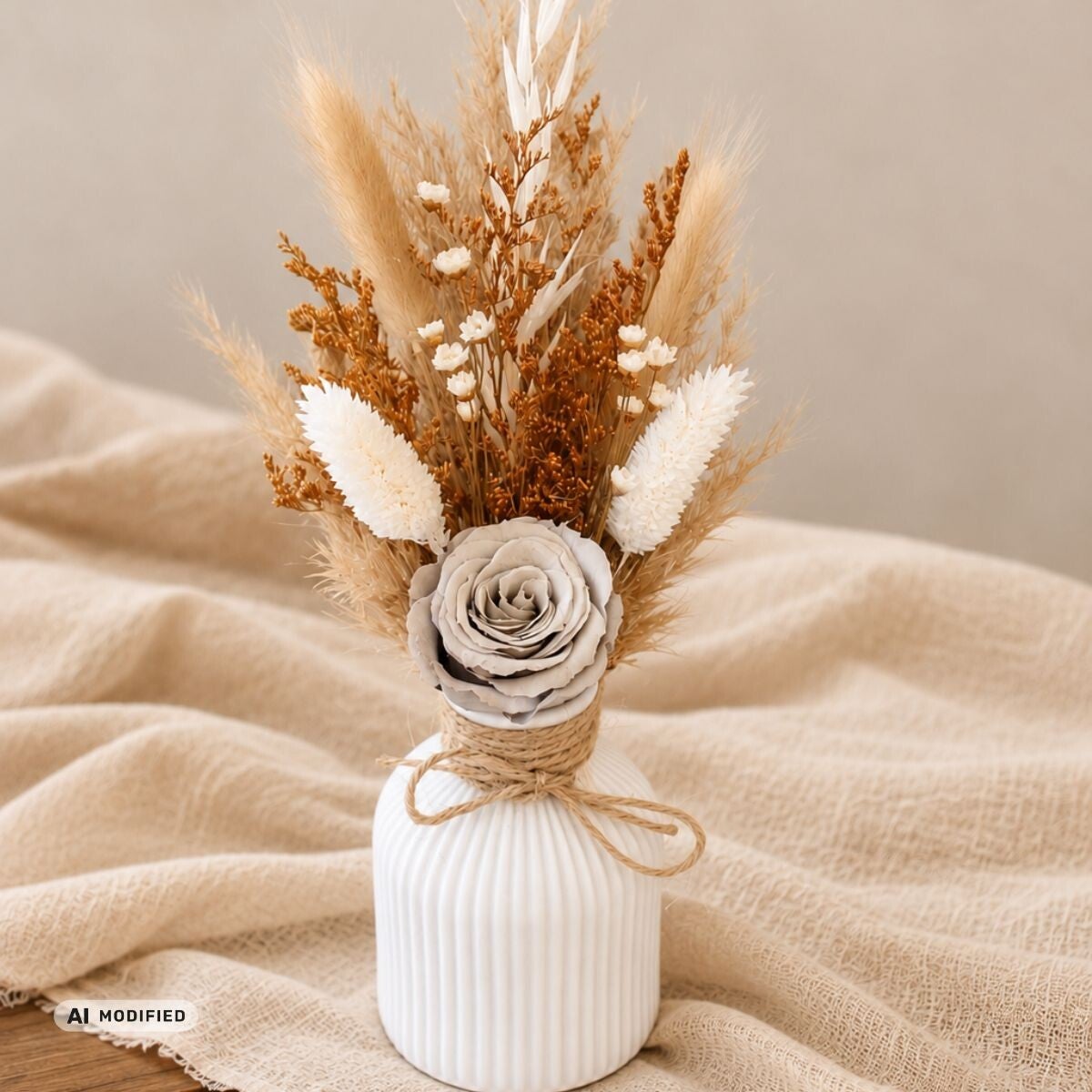 Trockenblumenstrauß mit Vase "Rose"