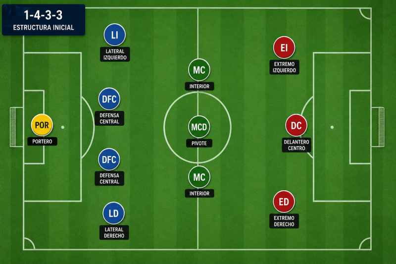 1-4-3-3 estructura inicial
