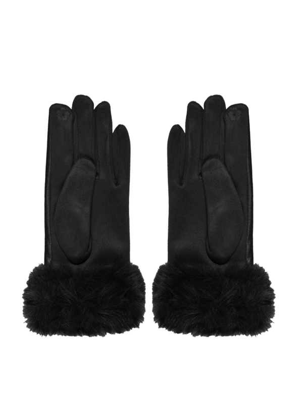 FLUFFY LEATHERLOOK HANDSCHOENEN - ZWART