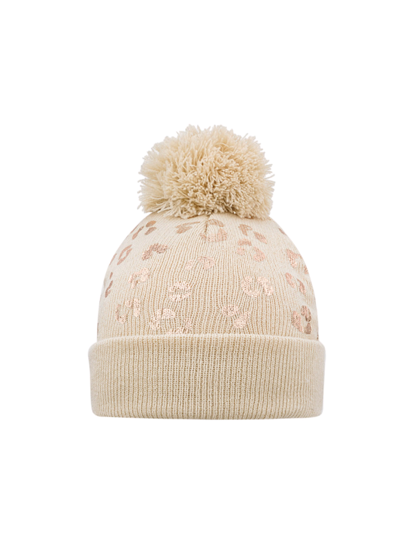 KIDS MUTS TIJGER MET POMPOM - BEIGE