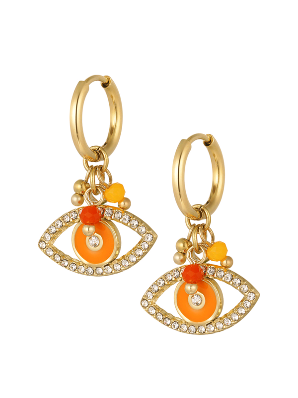 OORBELLEN GEKLEURD OOG - ORANJE