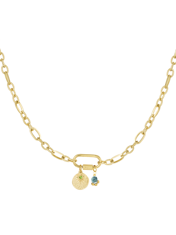 SCHAKELKETTING MET BEDELS - GOUD