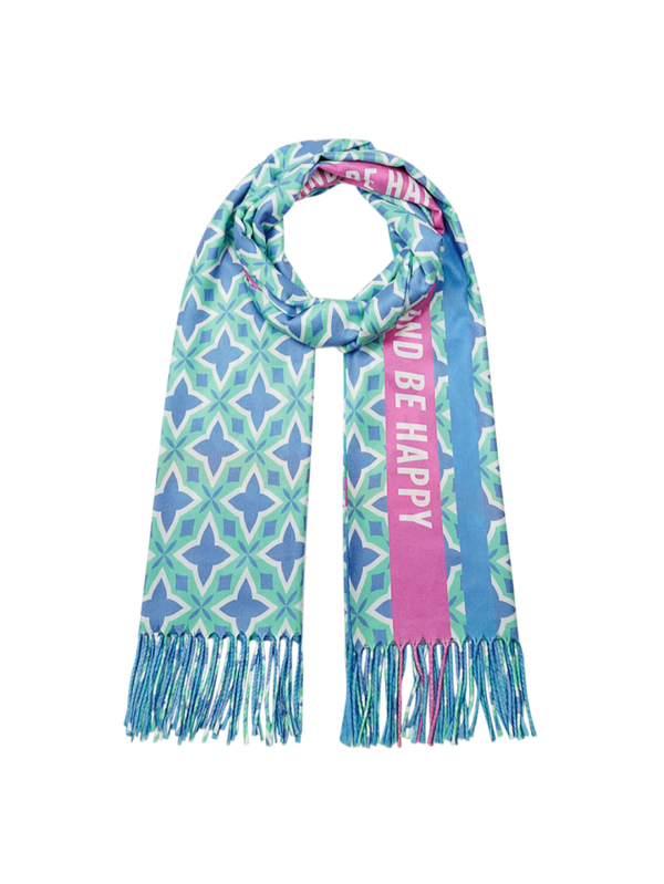 SJAAL KLEURRIJK PATROON - BLAUW/GROEN