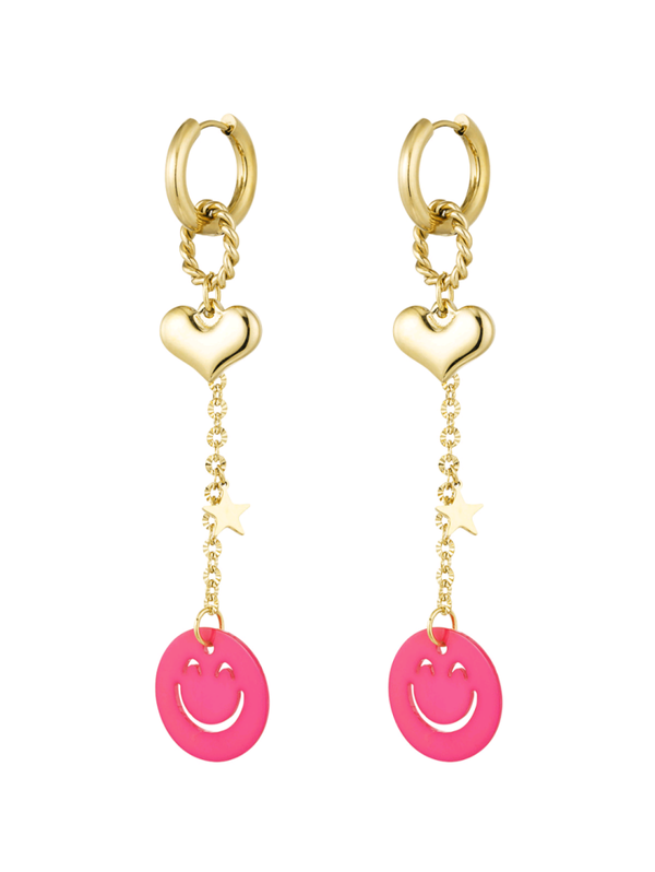 OORBELLEN LOVE TO SMILE - FUCHSIA