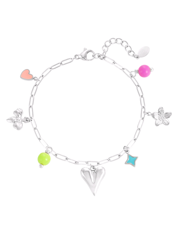 BEDELARMBAND COLOR SPLASH - ZILVER