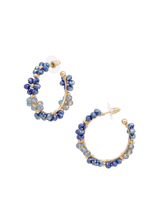 OORBELLEN BLOEMETJES - BLAUW