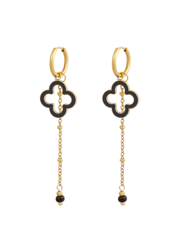 OORBELLEN MIDNIGHT CLOVER - ZWART