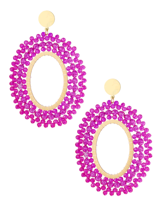 OORBELLEN KRALEN PARTY - FUCHSIA