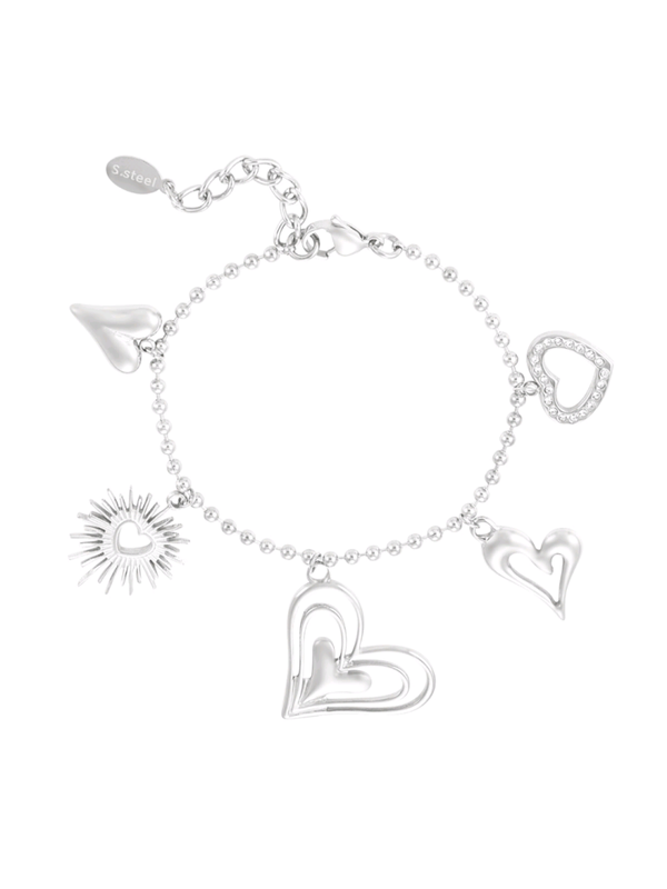 BEDELARMBAND LOVING HEARTS - ZILVER