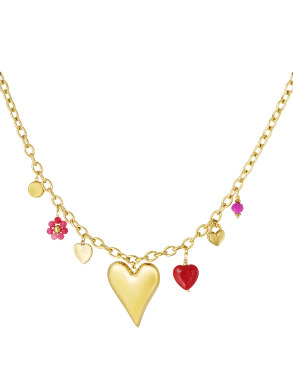 BEDELKETTING CHARM & CHILL - GOUD/FUCHSUA