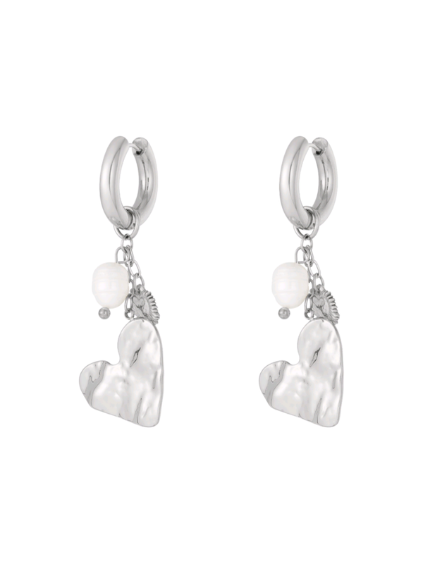 OORBELLEN CASUAL HEARTS - ZILVER