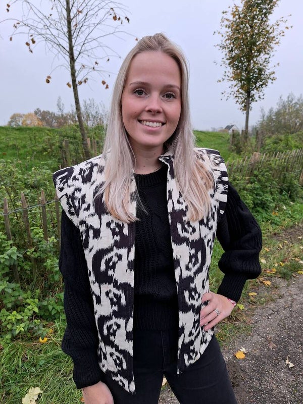 GILET KENSI - ECRU/ZWART