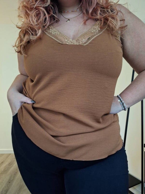 LACE TOP SMALL - CAMEL