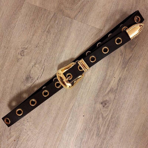 RIEM TEXAS 95CM - ZWART/GOUD