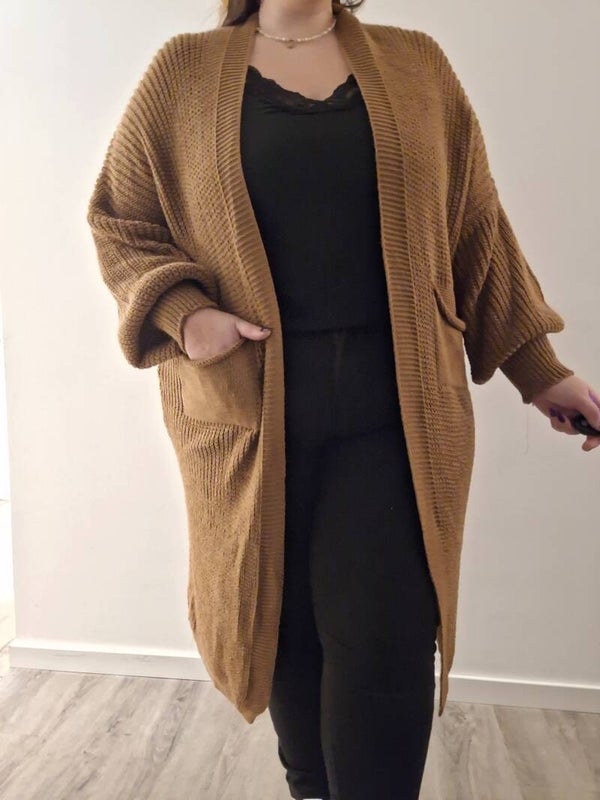 OVERSIZED GEBREID VEST - CAMEL
