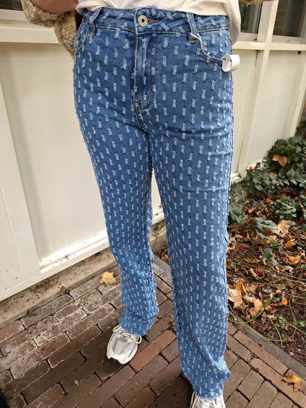 WIDE LEG JEANS PATROON - BLAUW