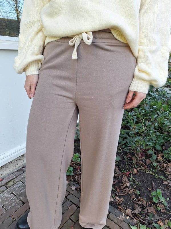 JOGGER MET GLITTERS - TAUPE