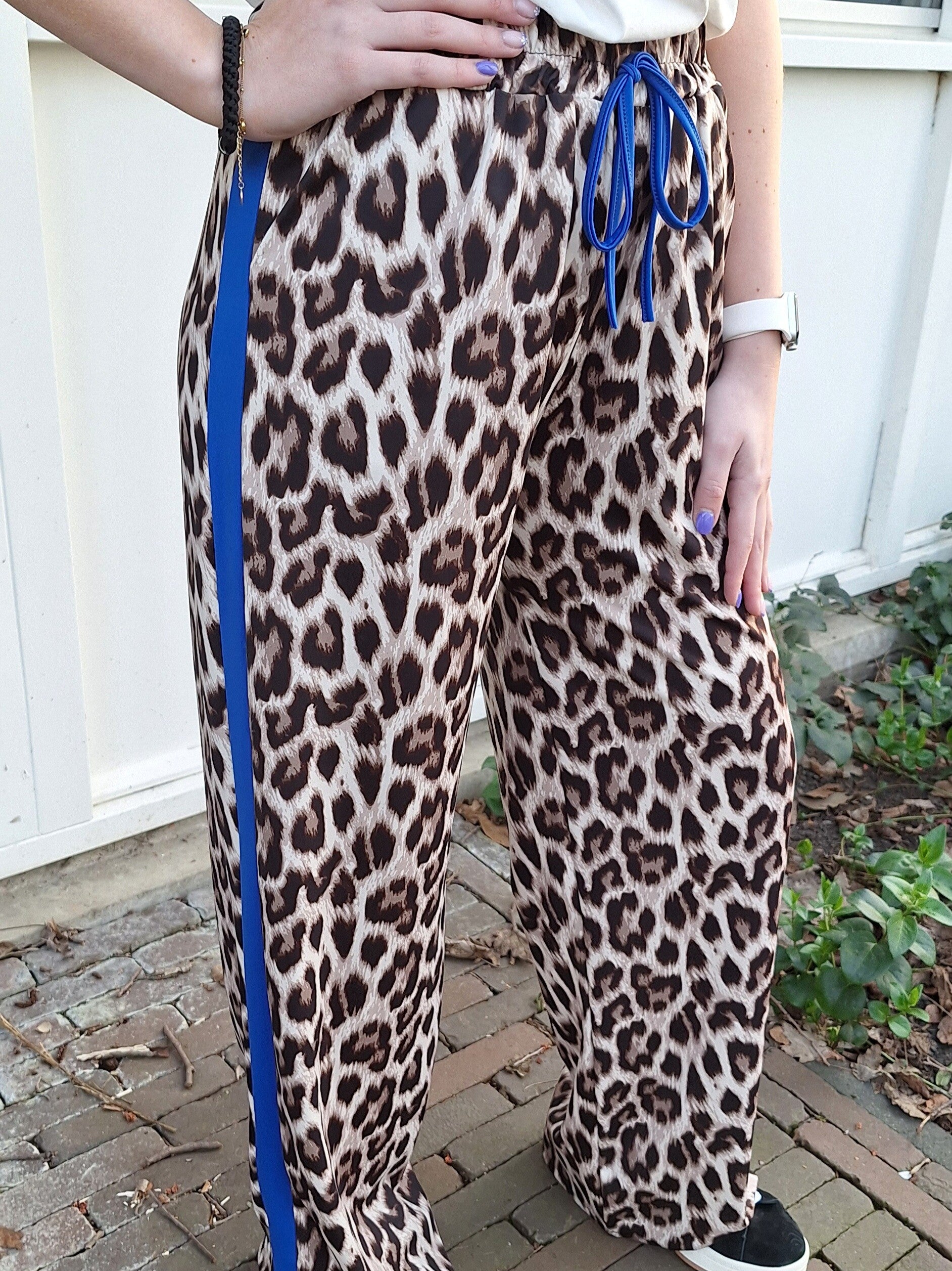 PANTERPRINT COMFY BROEK MET BIES - DONKERBLAUW