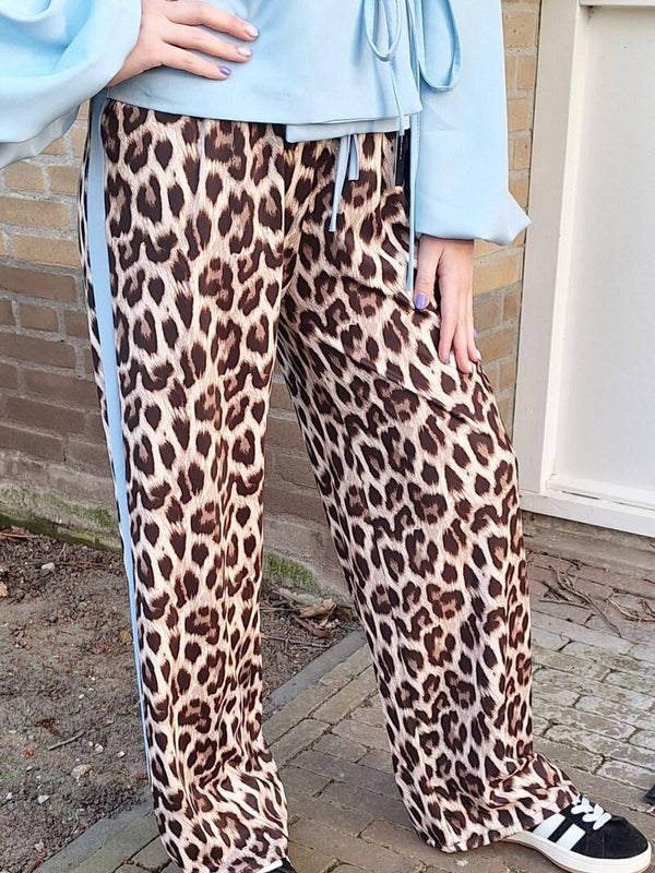 PANTERPRINT COMFY BROEK MET BIES - LICHTBLAUW