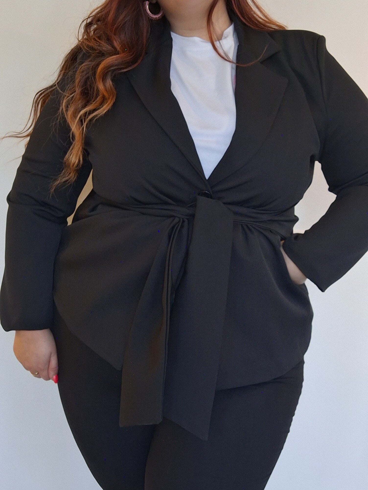 BLAZER MET LINTEN - ZWART