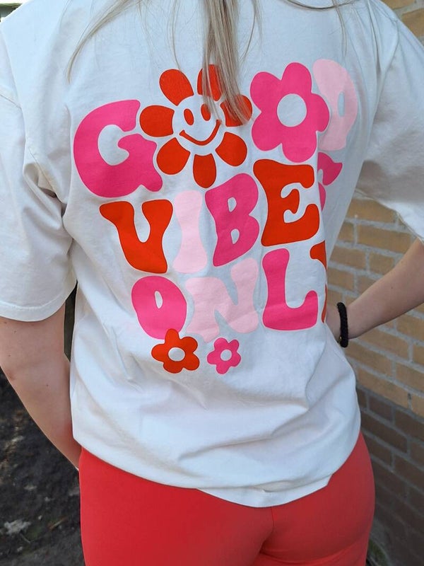 T-SHIRT GOOD VIBES ONLY - WIT
