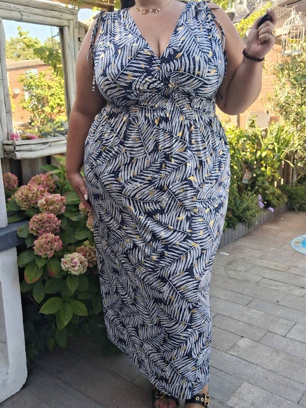 MAGIC DRESS LEAVES LANG - MARINEBLAUW
