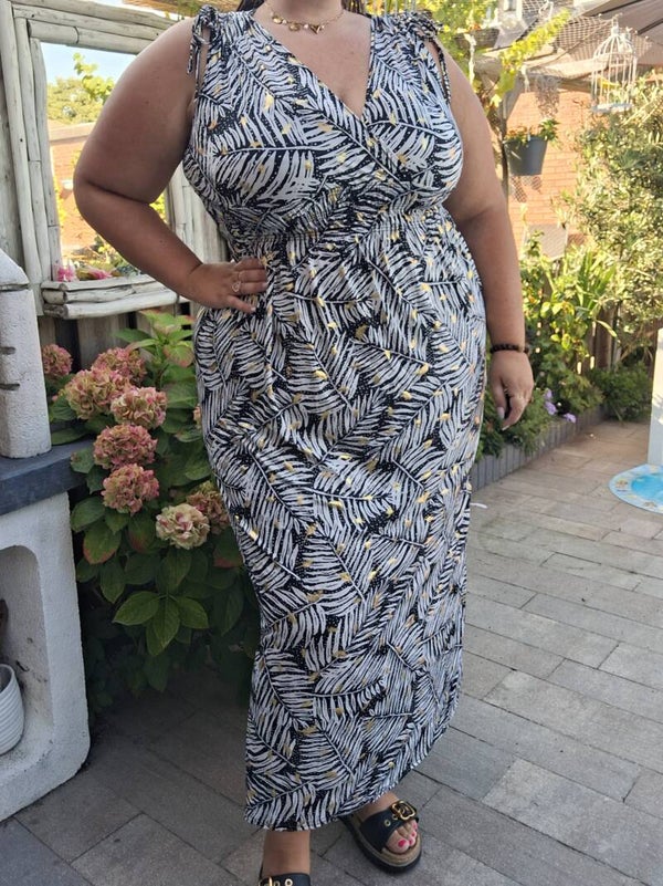 MAGIC DRESS LEAVES LANG - ZWART