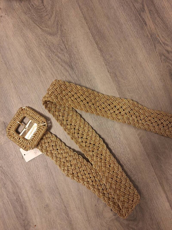 RIEM MET VIERKANTE GESP - GOUD 105 cm