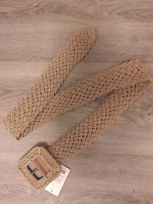 RIEM MET VIERKANTE GESP - ZAND 105 cm