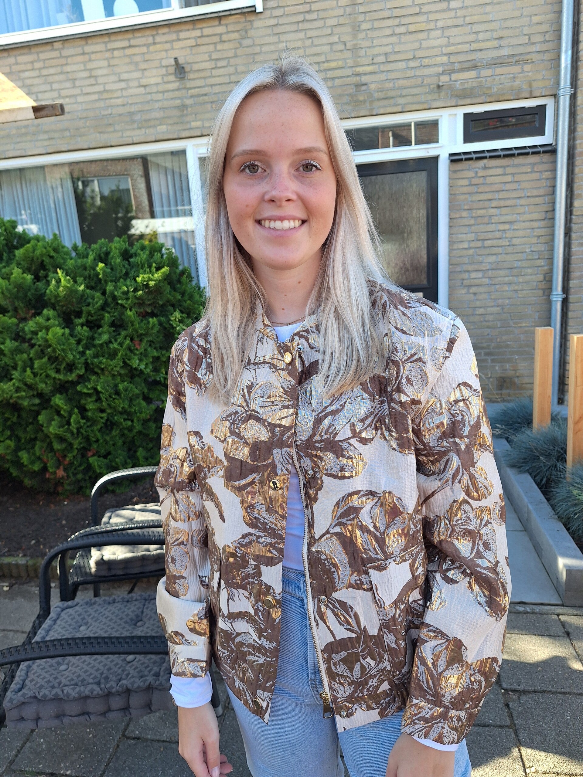 BOMBERJACK BRONZY FLOWERS - CRÈME/BRONS