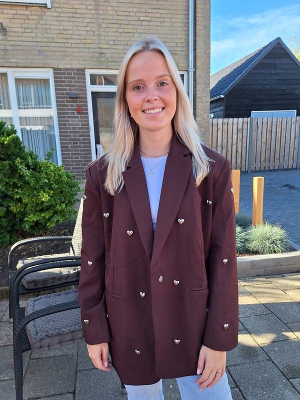 OVERSIZED BLAZER MET HARTJES - BORDEAUX