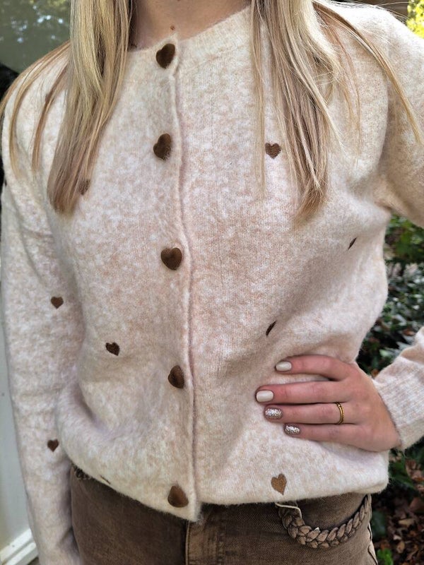 HEART BUTTON VESTJE - BEIGE
