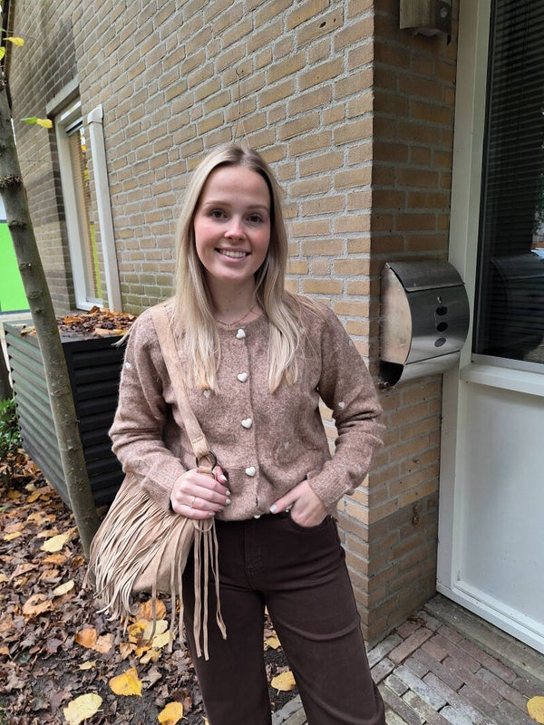 HEART BUTTON VESTJE - TAUPE