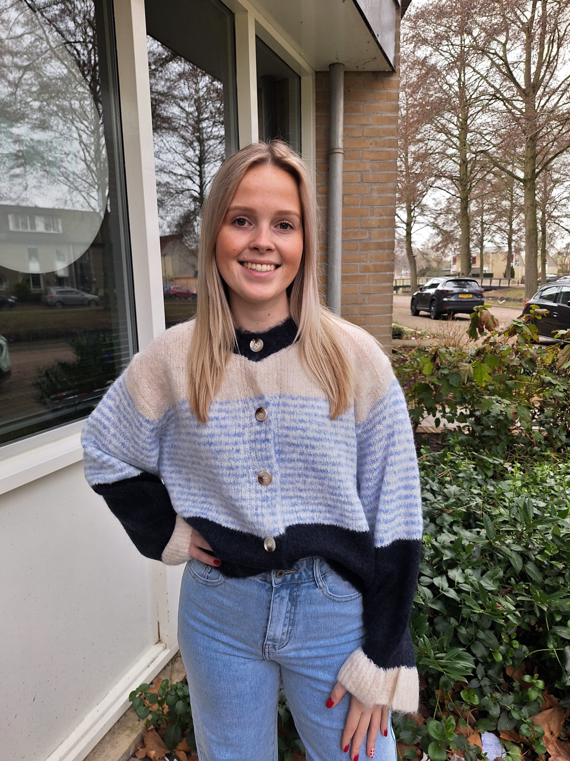 VESTJE ANNIKA - NAVY/BEIGE