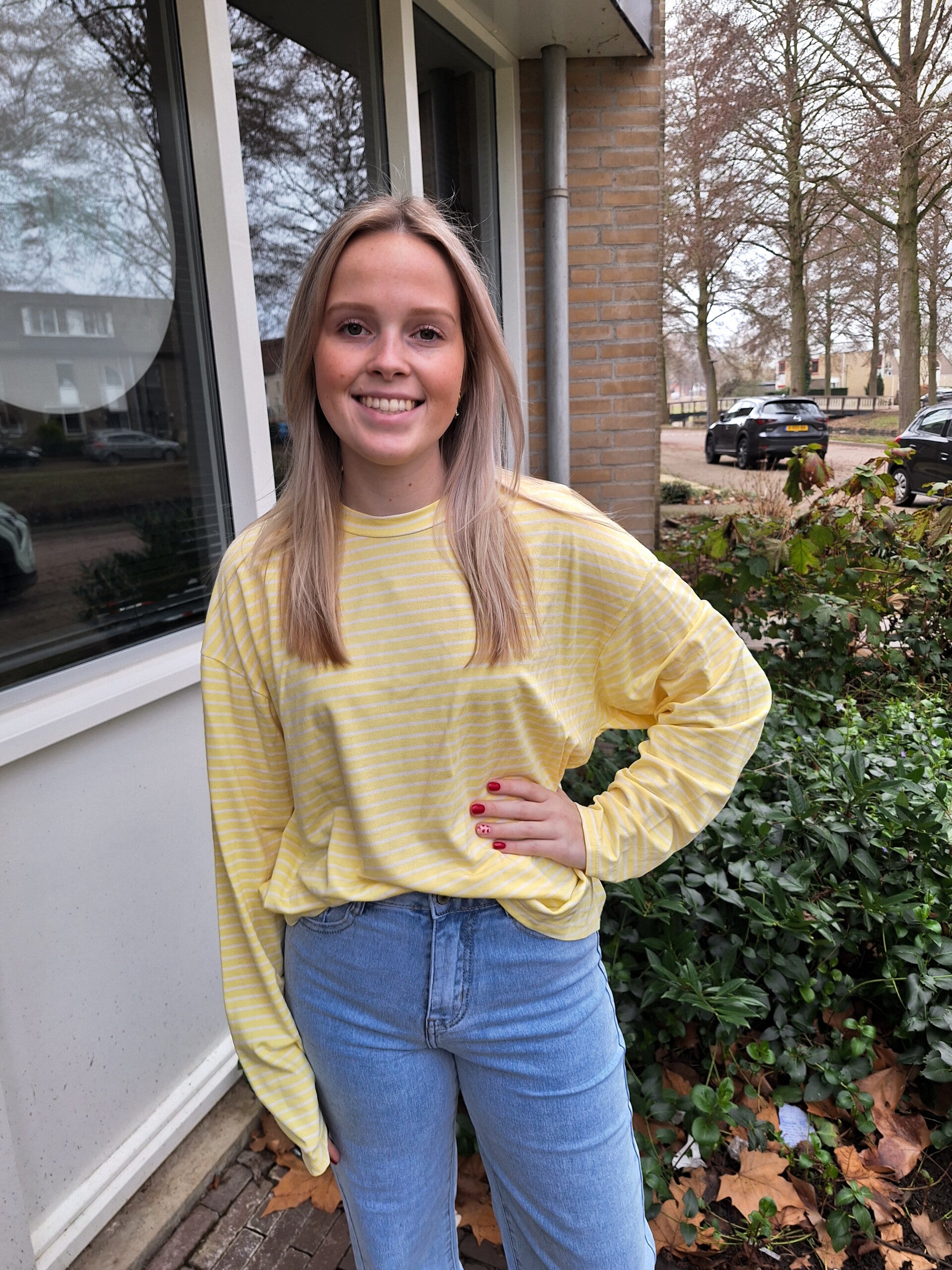 AZZURRO STRIPED LONGSLEEVE - WIT/GEEL