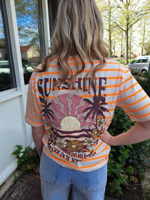 T-SHIRT SUNSHINE - WIT/ORANJE