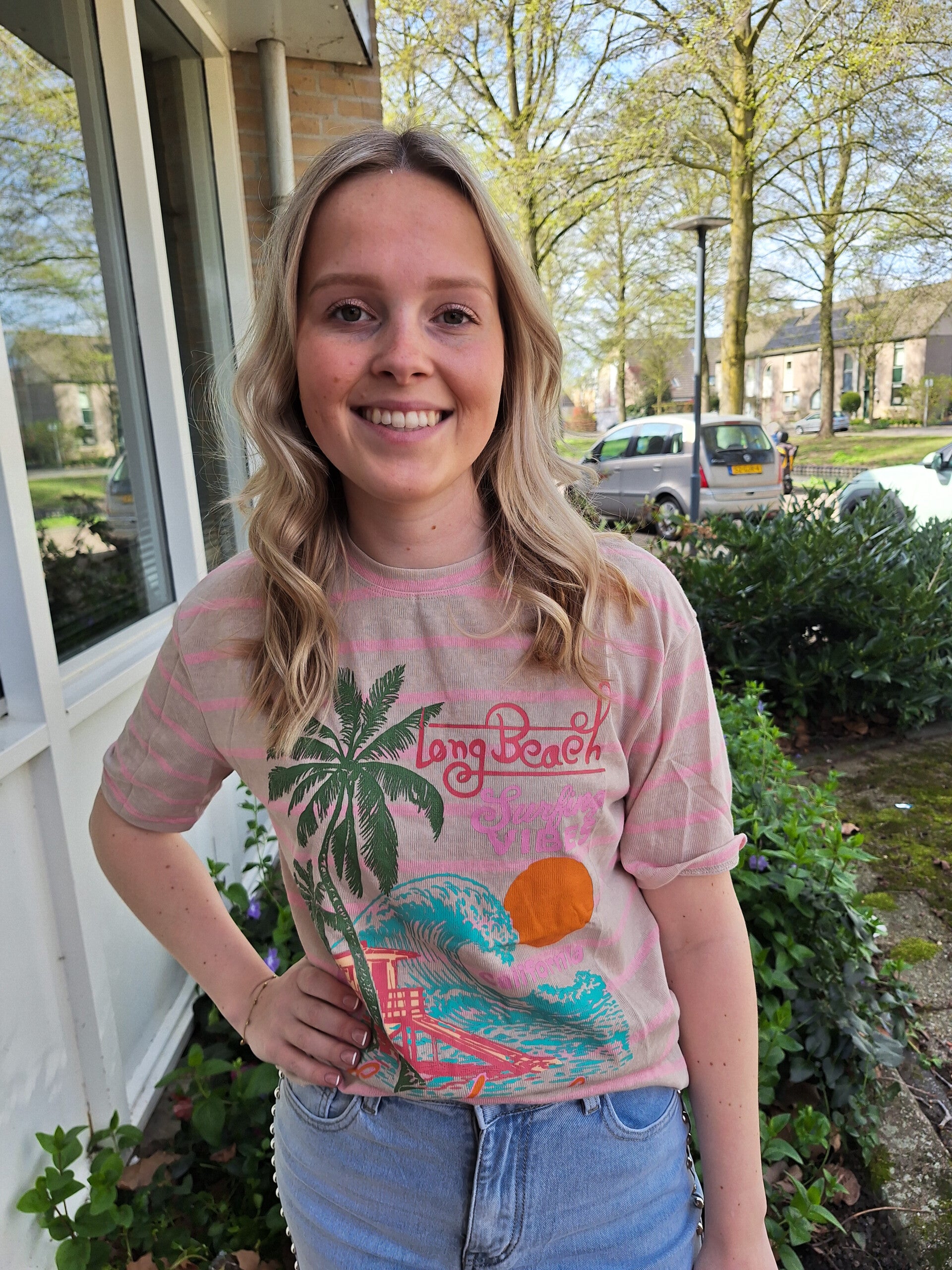 T-SHIRT LONG BEACH - BEIGE/ROZE