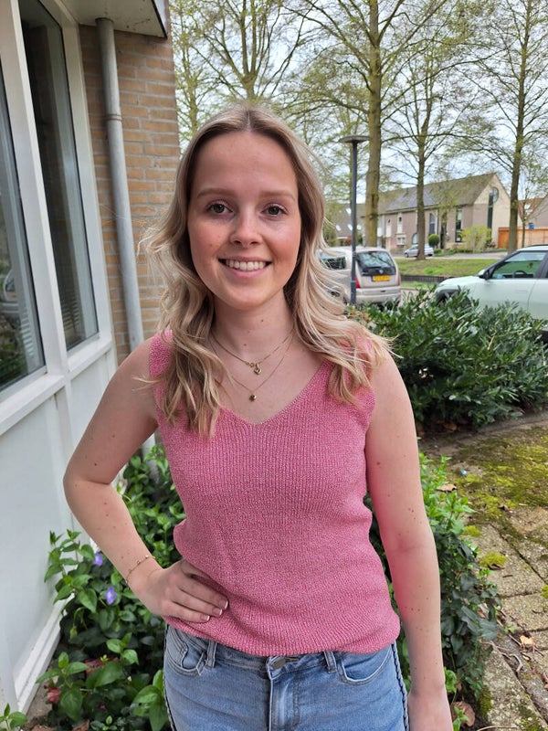 GEBREIDE GLITTER TOP - ROZE