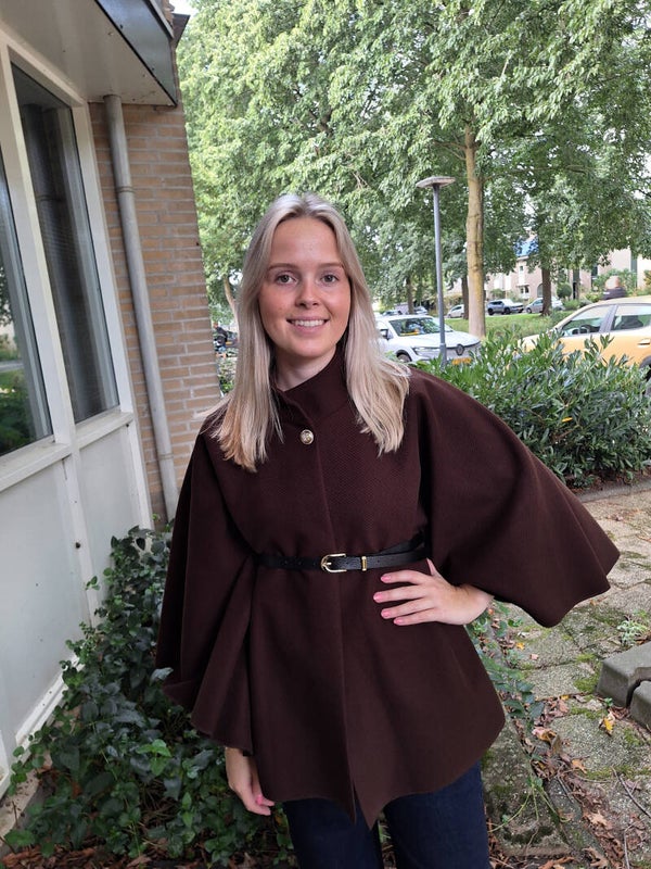 PONCHO MET RIEMPJE - BRUIN