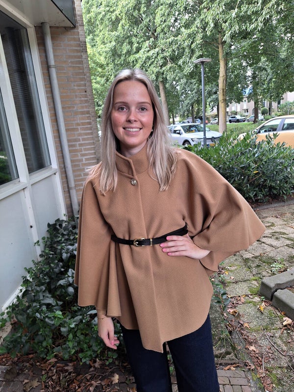 PONCHO MET RIEMPJE - CAMEL
